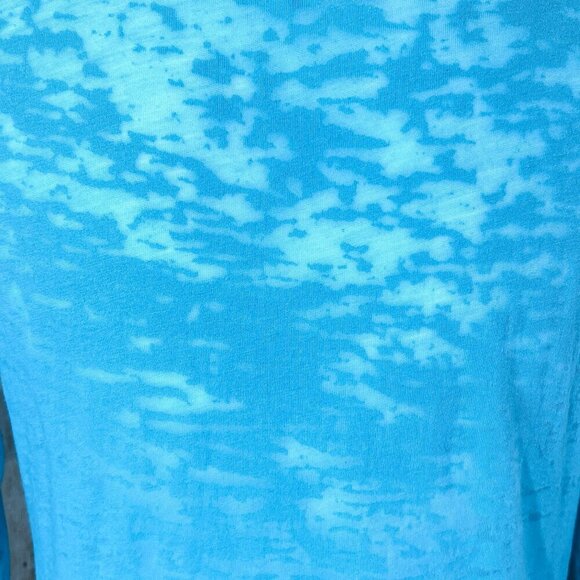 Roxy Burnout Tee | 3/4 Sleeve | Aqua Blue | Medium | Scoop Neck Top | Women's - Picture 10 of 13